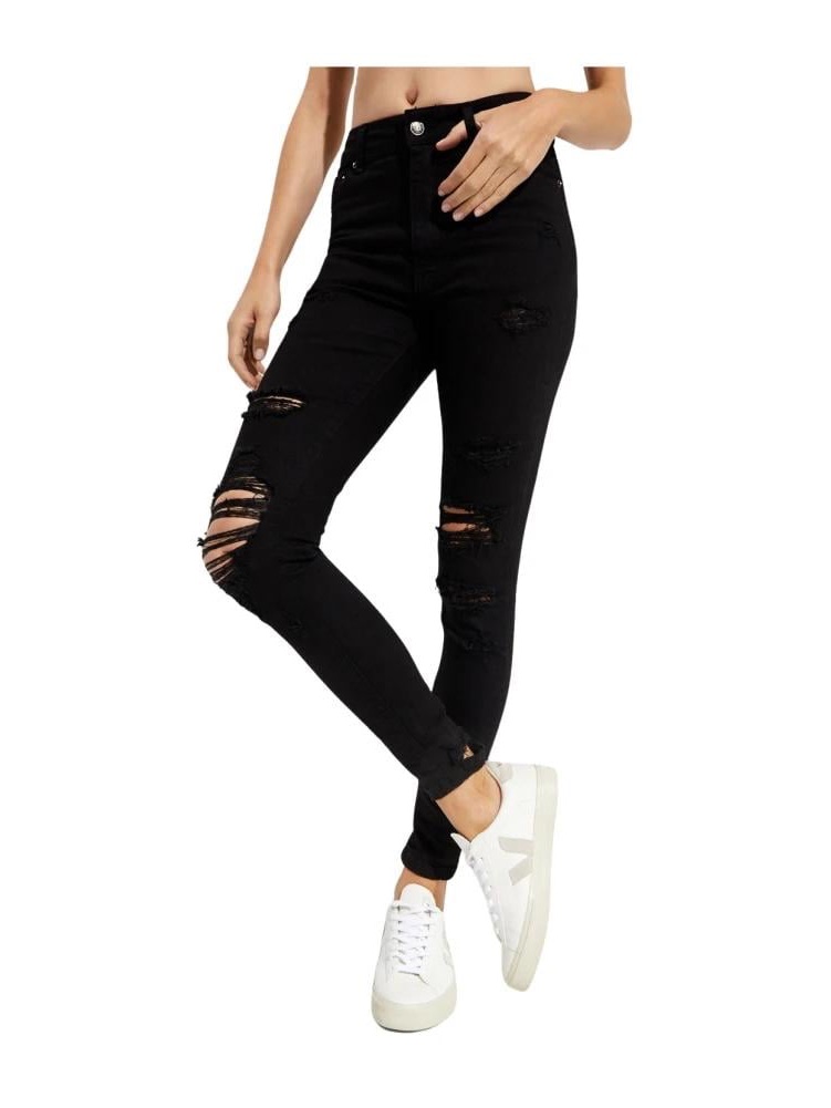 Nwt Ser.O.Ya Organic Maya High-Rise Distressed Skinny In Black 24
